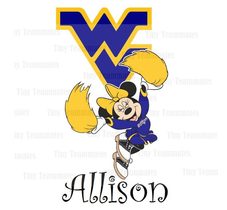 Minnie Inspired Cheerleader West Virginia University - DIY PRINTABLES - All Teams Available - Perfect for Iron on transfer