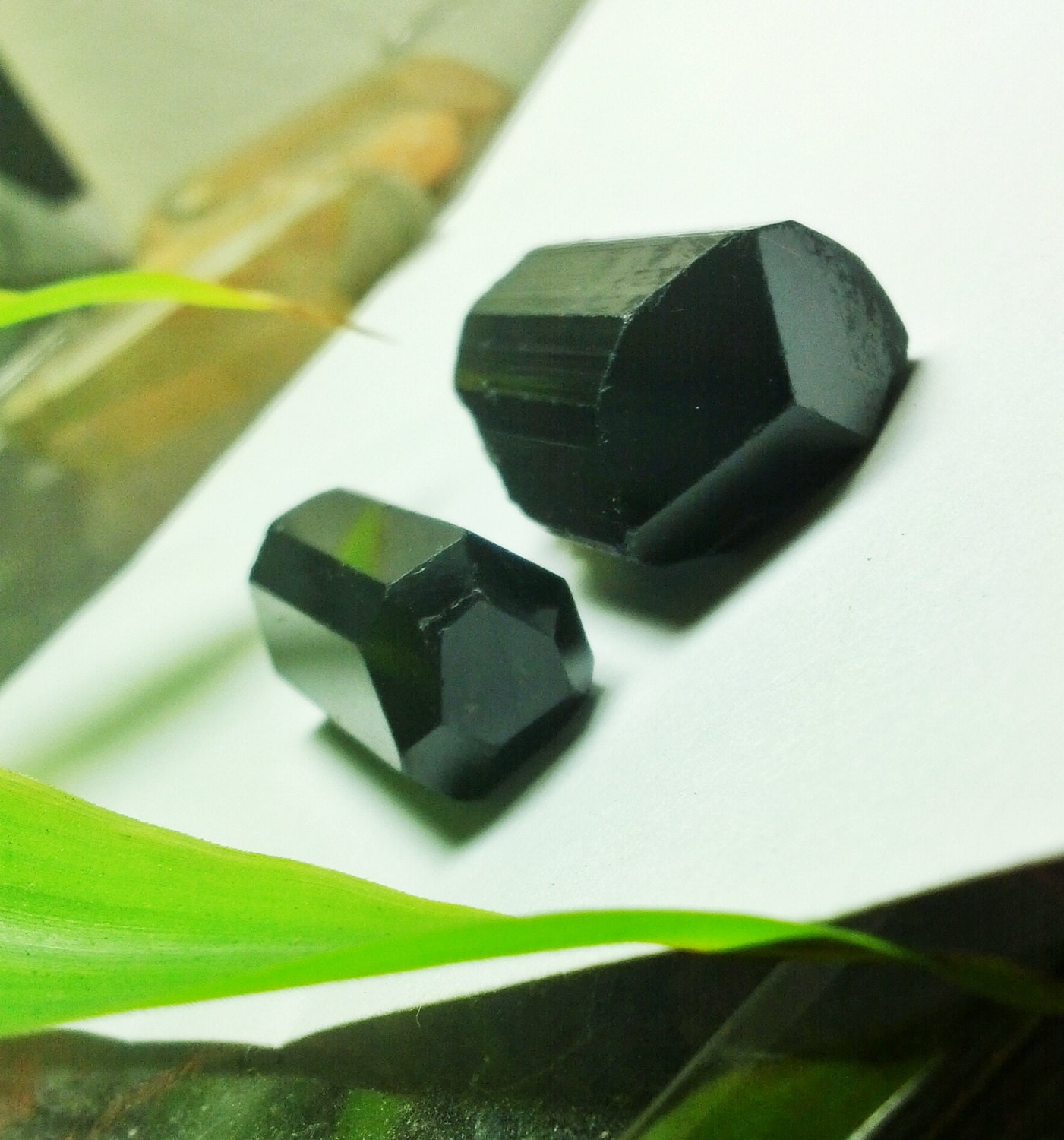 2 (Two) Teminated Black Schorl Tourmaline Crystals