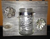 Rustic Shabby Chic Mason Jar Candle Holder Vase.
