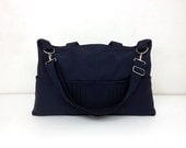 SALE - 10% off Handmade Canvas Bag/ Diaper bag/ Shoulder bag/ Hobo bag/ Tote/ Messenger/ Purse/ Handbag/ Everyday bag - Dark Navy Blue - Amy