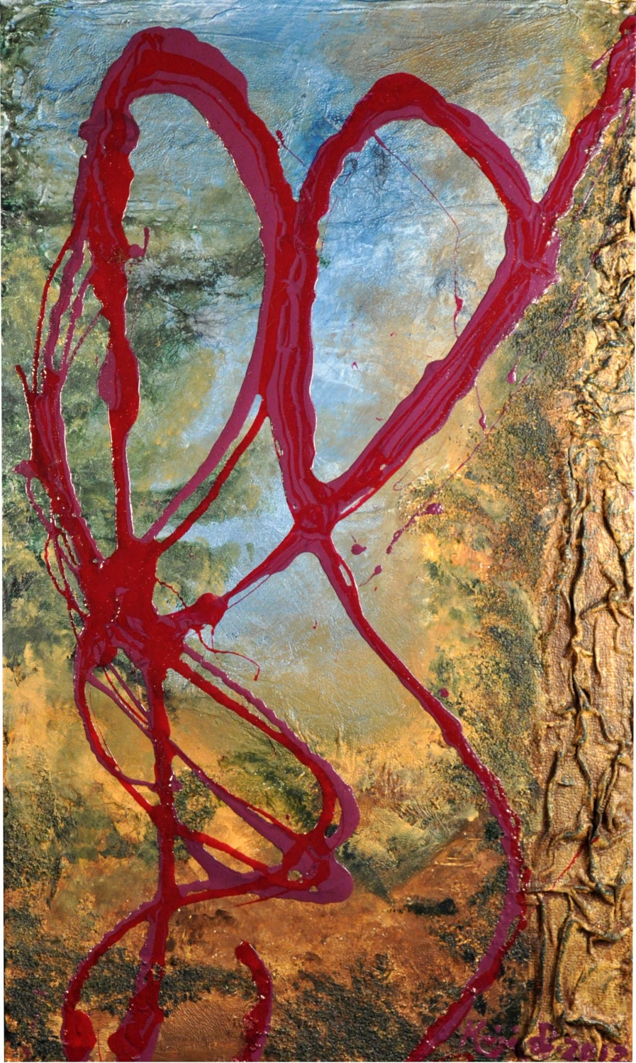 Stroll Original Abstract Mixed Media Painting on Wood