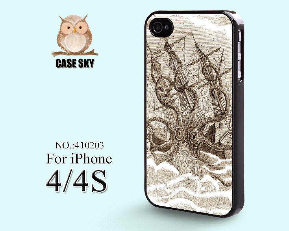 iPhone 4 Case, iPhone 4S Case, Octopus, iPhone Case,  Plastic Phone Cases, Case for iPhone -410203