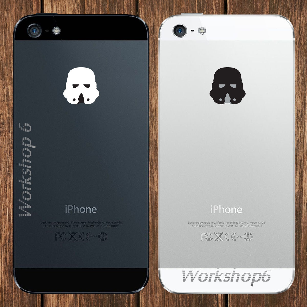 2pcs x Stormtrooper Mask star wars inspired iPhone Vinyl Decals for iPhone 3, 4, 5 - M03