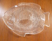 VINTAGE mid century GLASS FISH candy dish serving