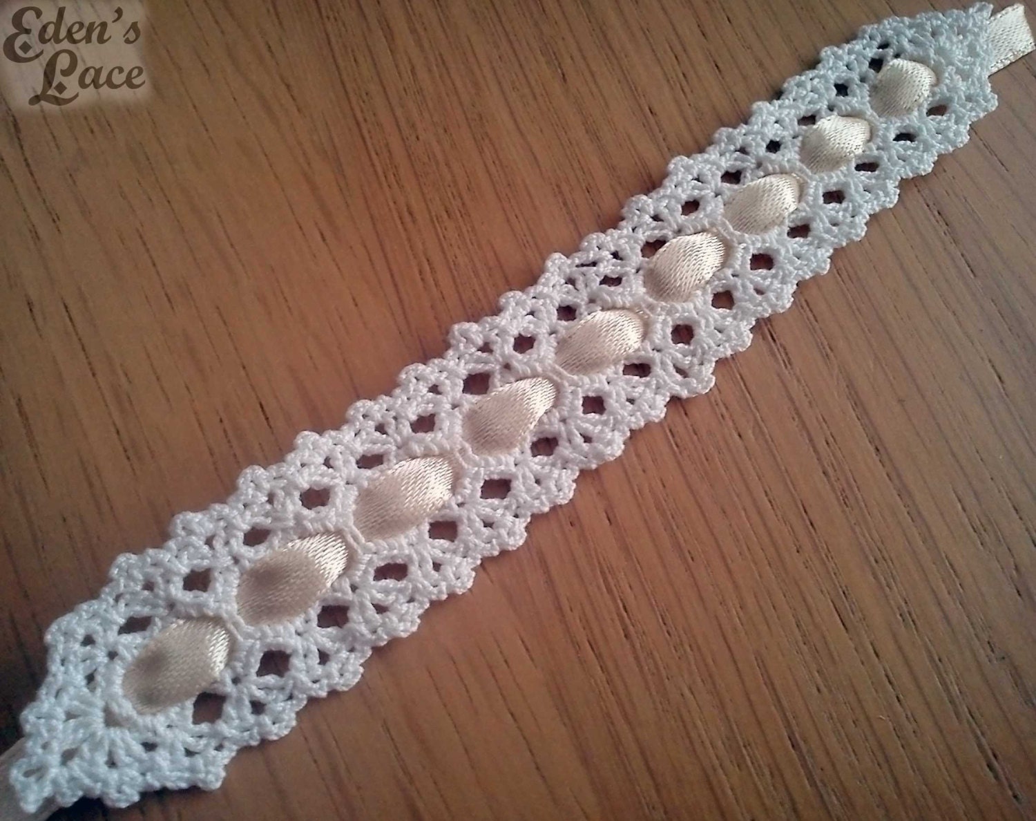 Mortal Coil - Irish Crochet Lace Bookmark - Cream Ribbon - EdensLace