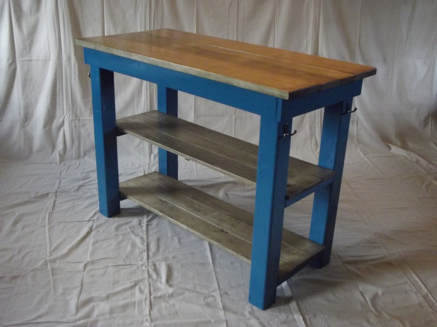 2 Tone Handmade Wooden Open Kitchen Island/Farm Table Island