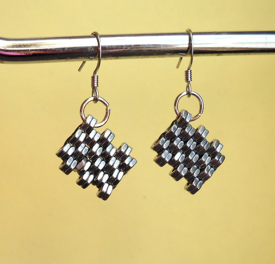 Crosshatch Woven Earrings - Lush Beads Industrial