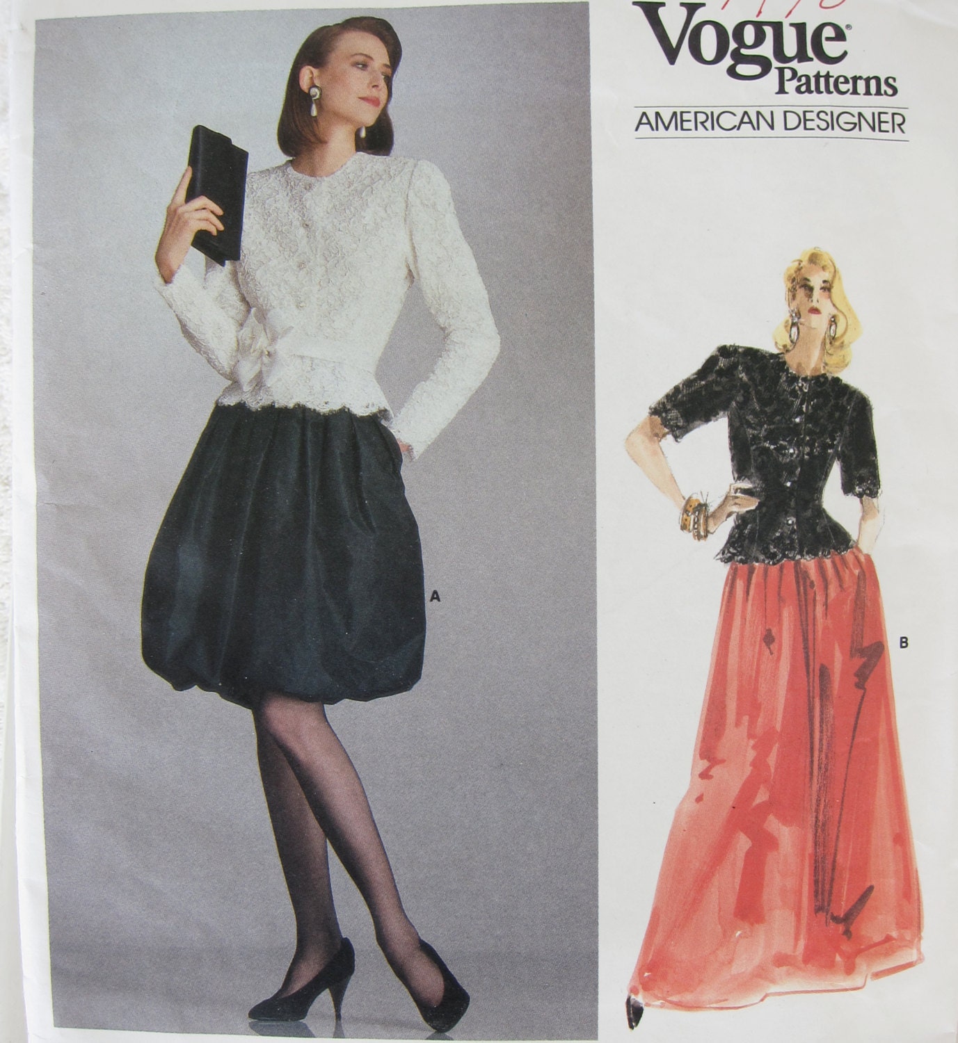 90s Vogue 2073 Albert Nipon - American Designer - Bubble Skirt - Pleated Skirt - Top - Vintage Sewing Pattern - Uncut - 12