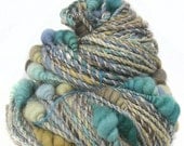 Art Yarn handspun handdyed Merino wool alpaca silk sparkle with coils
