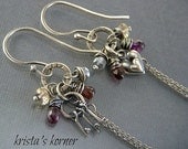 Key To My Heart Gemstone & Sterling Silver Wire Wrapped Tassel Earrings