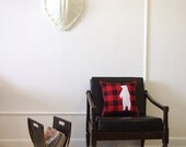 Rustic Bear Pillow on Red and Black Gingham Plaid