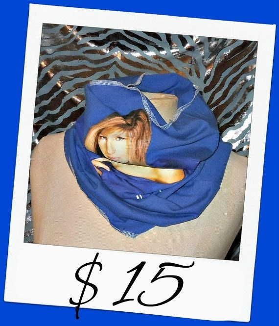 Blue Infinity Scarf Barbara Streisand Scarf Cowl Scarf Infinity Scarf Cowl Neck One Size
