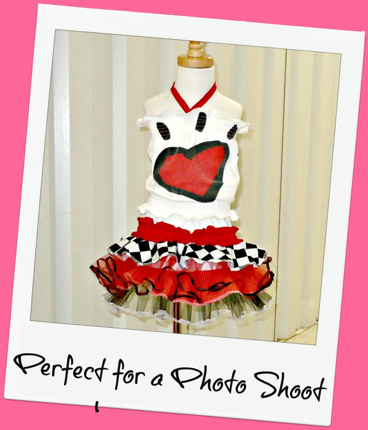 Girls Party Dress Set Tube Tunic Mixed Media Tutu Valentines Day Photo Shoot Size 5 6 7