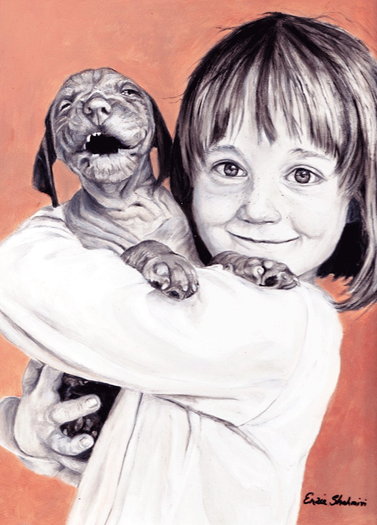 Custom Portrait of Children and Pets