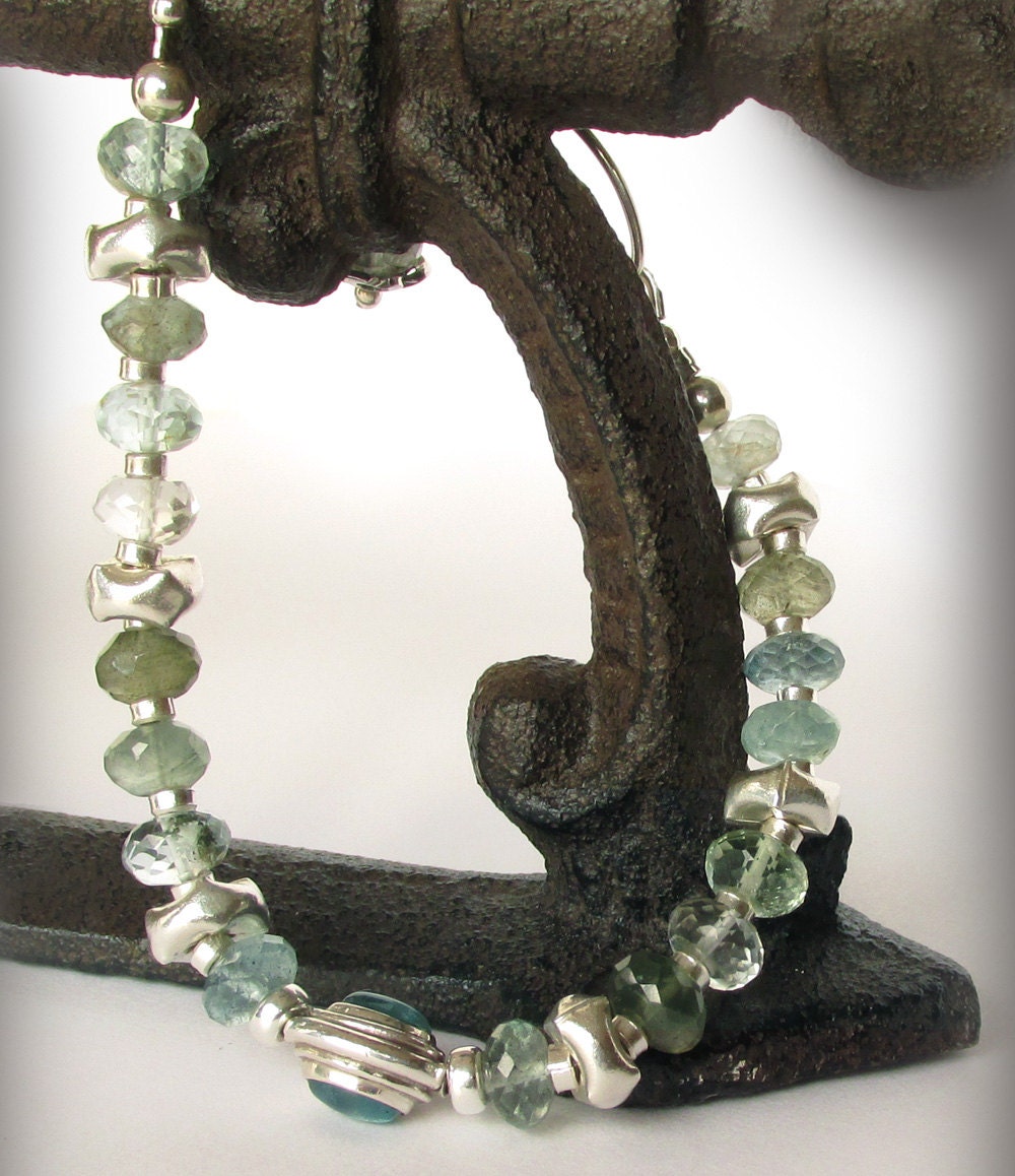 Moss Aquamarine Bracelet - Apatite, Sterling Silver, Something Blue
