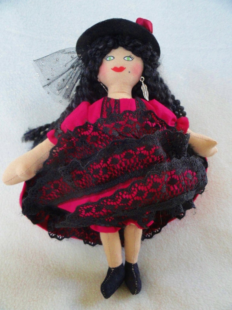 Cancan Dancer Doll - OOAK Cloth Doll by Joelle's Dolls