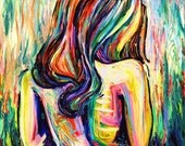 WEEKEND SPECIAL - Figure painting abstract nude oil on canvas by Aja 24x30 inches Candied
