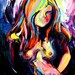 Figure painting abstract nude oil on canvas by Aja huge 3x4 feet Reticent