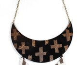 Cross Double Crescent Wood Necklace Black/Red for Chelmy