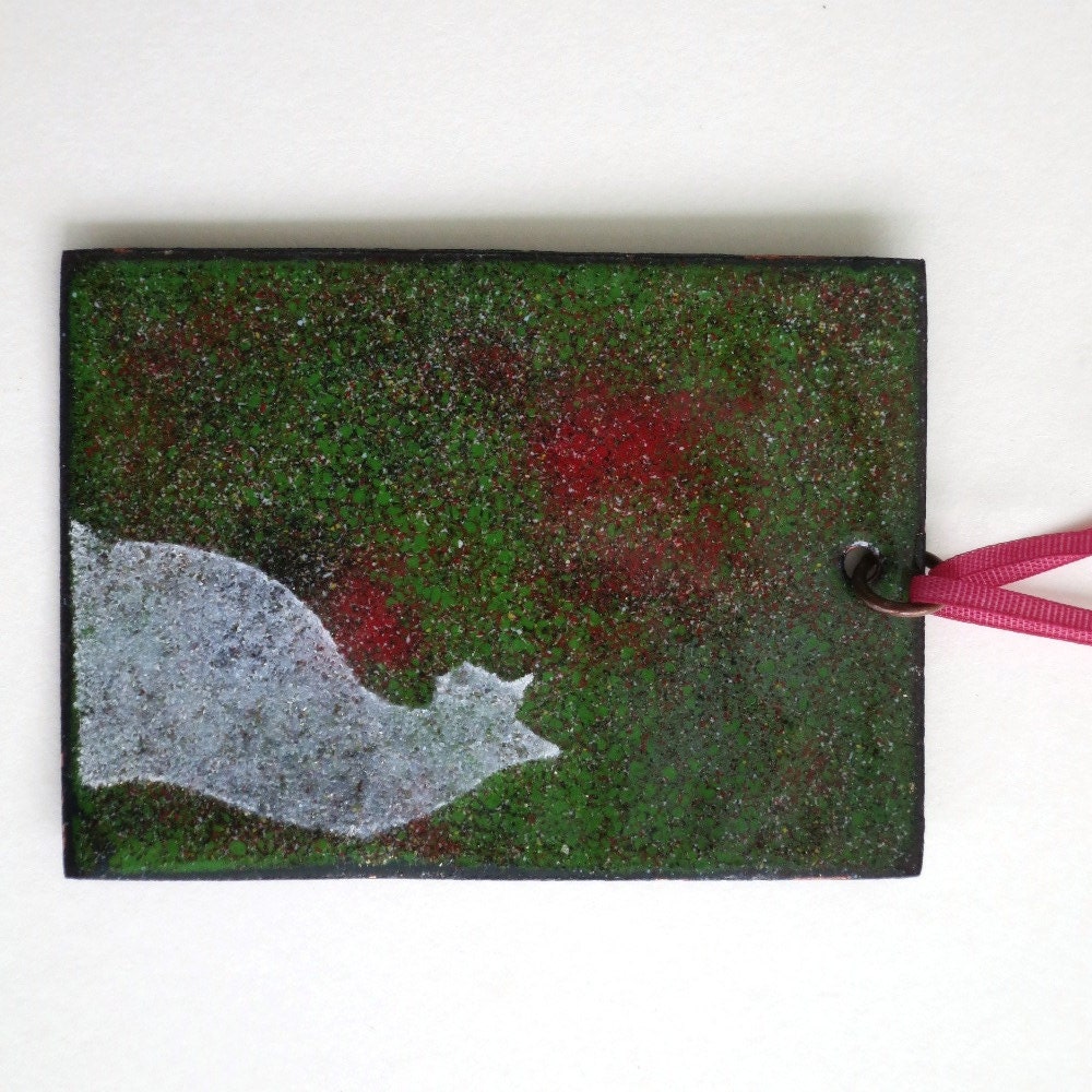 Ornament - Enamel on Copper Outdoor Dreaming Kitty
