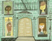Brooklyn apartment building.  Limited edition 11x14 print by Matte Stephens.