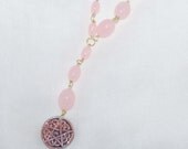 Pentacle Rosary with Pink Glass Beads Prayer Beads Meditation Beads