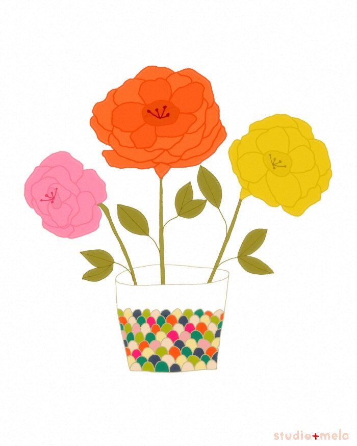 A Perfect Kind Of Day - illustration print, digital art, floral art poster