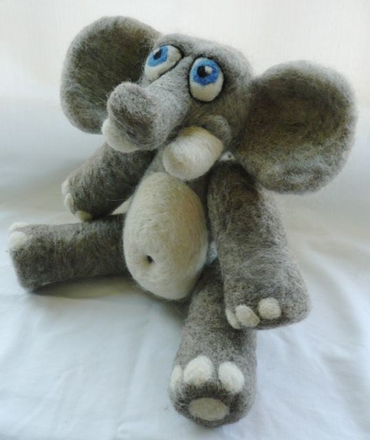 Ernest P Fant - A needle felted all wool Elephant  Art Doll