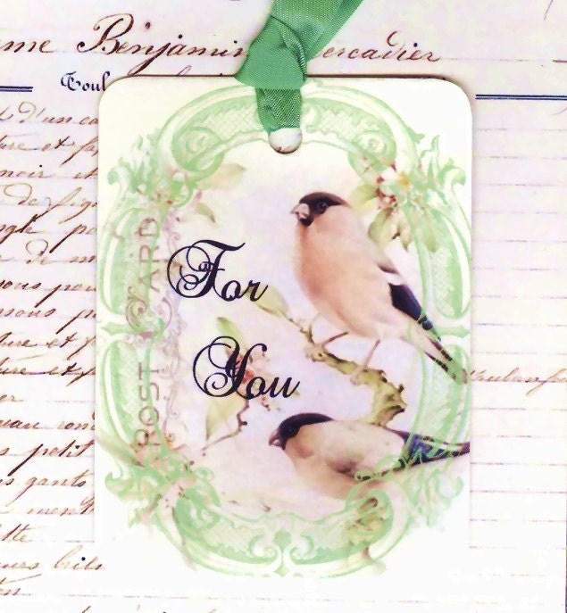 Tags - For You - Bird Gift Tags - Green Tags - by Bluebird Lane