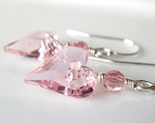 A Strong  Heart Earrings swarovski crystal heart  for breast cancer awareness