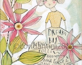whimsical watercolor painting of a girl - 8 x 10 - archival and limited edition print by cori dantini