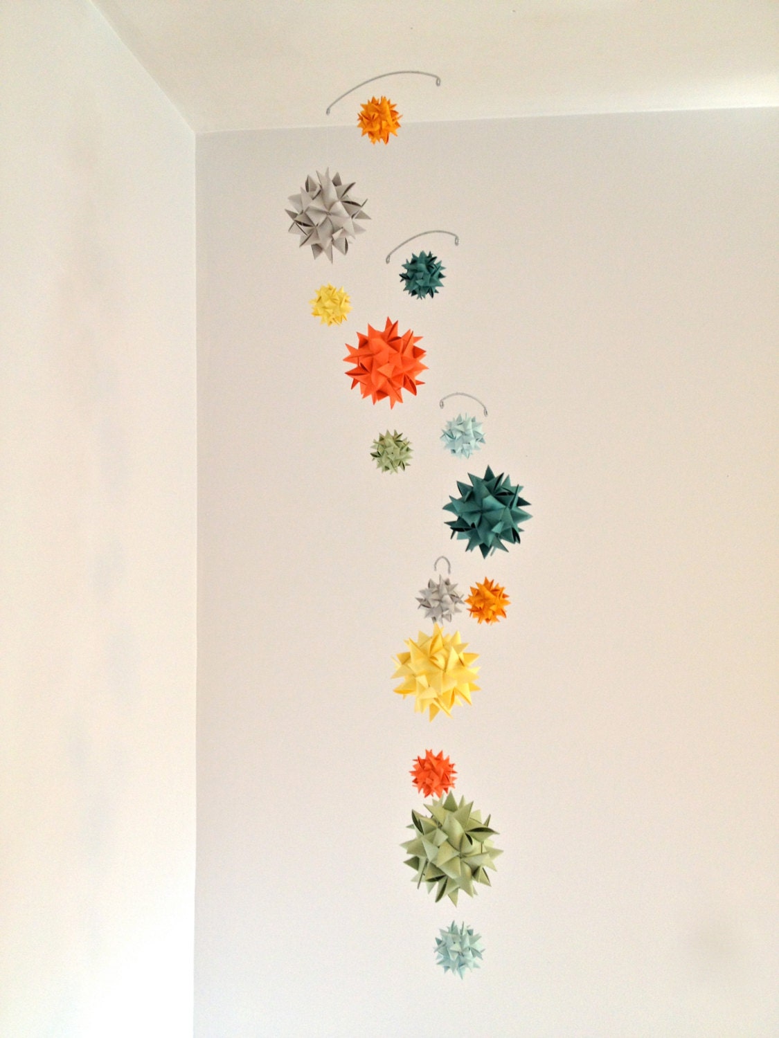 Baby Crib Mobile Origami Paper Spheres -'Corona Borealis' Custom Colors