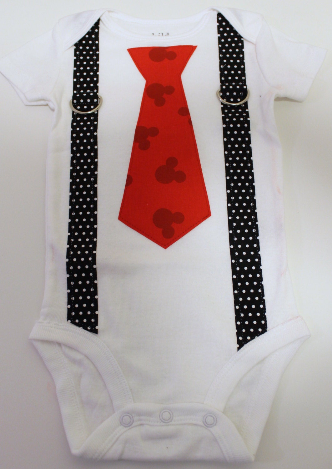 Mickey Mouse necktie and suspenders bodysuit 3-6 months