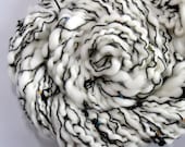 Handspun Yarn White Yin Yang Yarn 72 Yards Superwash Merino Wool and Sequins