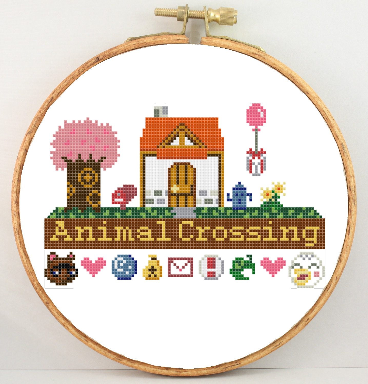 Animal Crossing home original design cross stitch pattern PDF