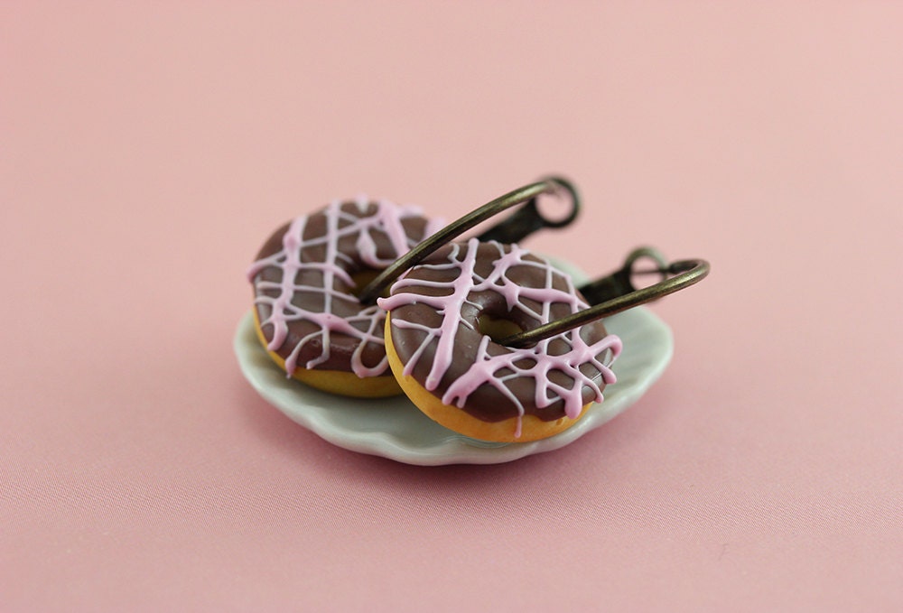 Chocolate Frosted Donut Earrings