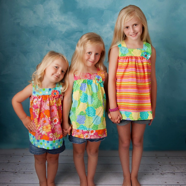 Jumper Dress and Top Pattern - Girls Square Neck Jumper or Sundress Pattern PDF