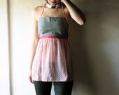 Grey Camisole blouse - sheer linen and chiffon top - womens feminine top