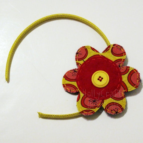 Hair Clip Flower with Headband, Handmade Scrappy Fabric Flower Headband