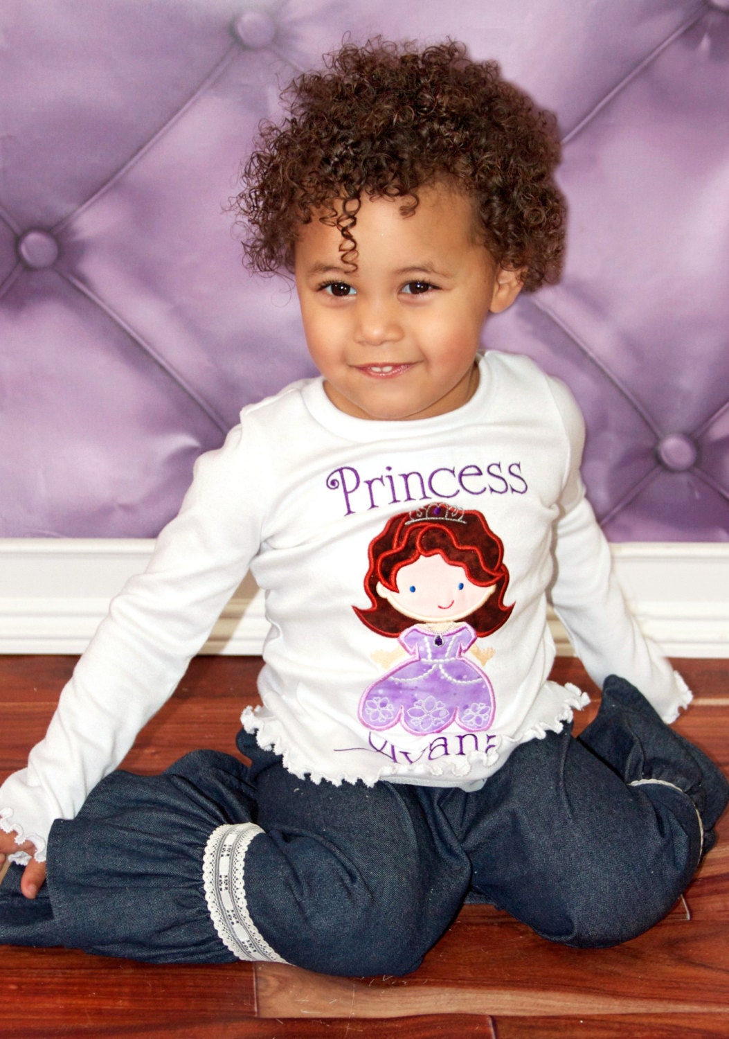 Girls Princess Tshirt Embroidered Personalized Size Nb 3m 6m 12m 18m 2 3 4