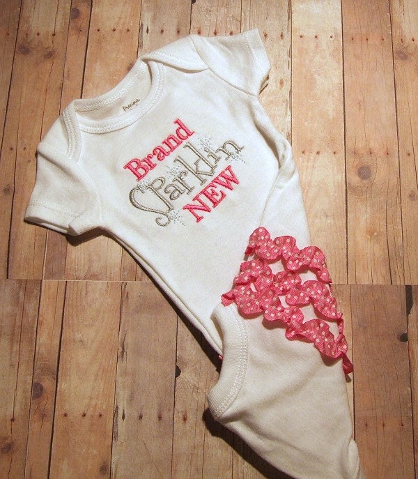 Infant Embroidered Onesie Brand Sparklin New Girls Ruffle Bum Bodysuit NB 3m 6m 12m 12m
