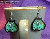 Oddsbaldistone fat cat monster - Feeping Creatures acrylic earrings