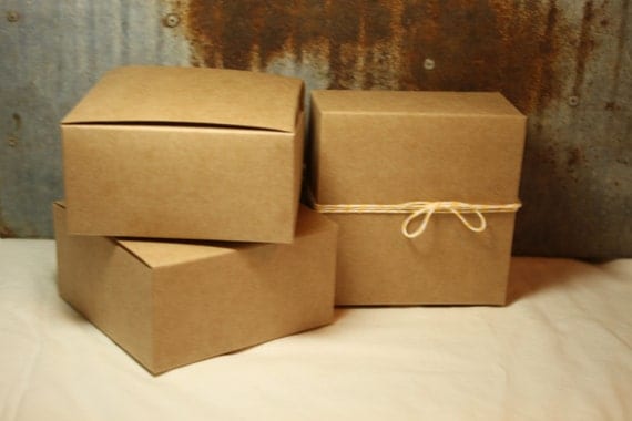 Kraft Gift Box 4X4X2 set of 20 -- Favor Box Il_570xn