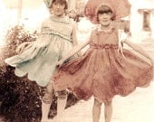 vintage photo Sweet Peas Flower Fairy Girls Greeting Card