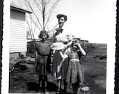 Vintage photo REtro Julie and Mom and Sister Birthday Cake 1962
