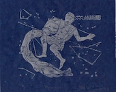 Aquarius Constellation Linocut