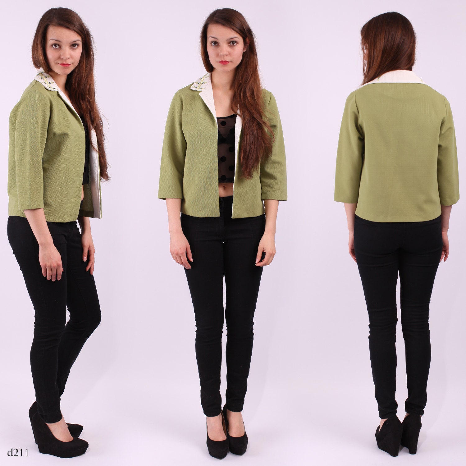 1960s Mod Jacket / Green Blazer / sz Medium