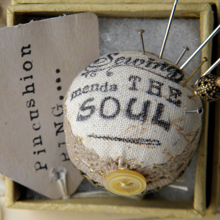 Sewing Mends the Soul, Pincushion Ring