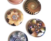 Colorful Fractal Buttons - 5 Original Fractal Designs Pinback Button Set - Mathematics as Art