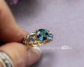 Peacock Blue Genuine Mystic Topaz Wire Wrapped Ring - Handmade Signature Design Marcella Ring